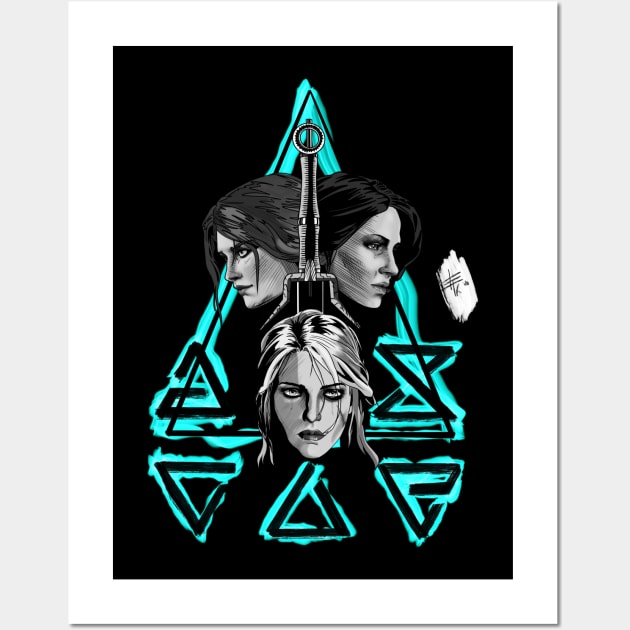 Geralt’s Girls BW Wall Art by Wayofthepencil